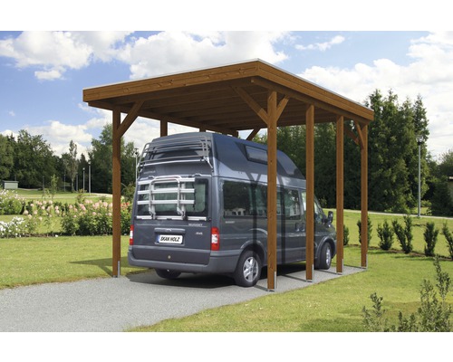 Enkele carport SKAN HOLZ Friesland 397x555 cm notenhout