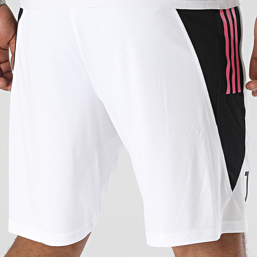 Short Jogging A Bandes Juventus HZ5048 Blanc Noir Rose
