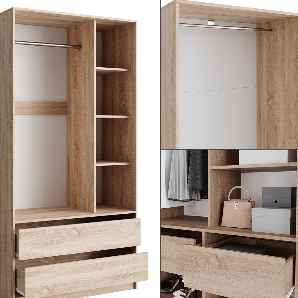 Vicco Kleiderschrank Elmo Sonoma 100 x 200 cm Set mit 3 Teile