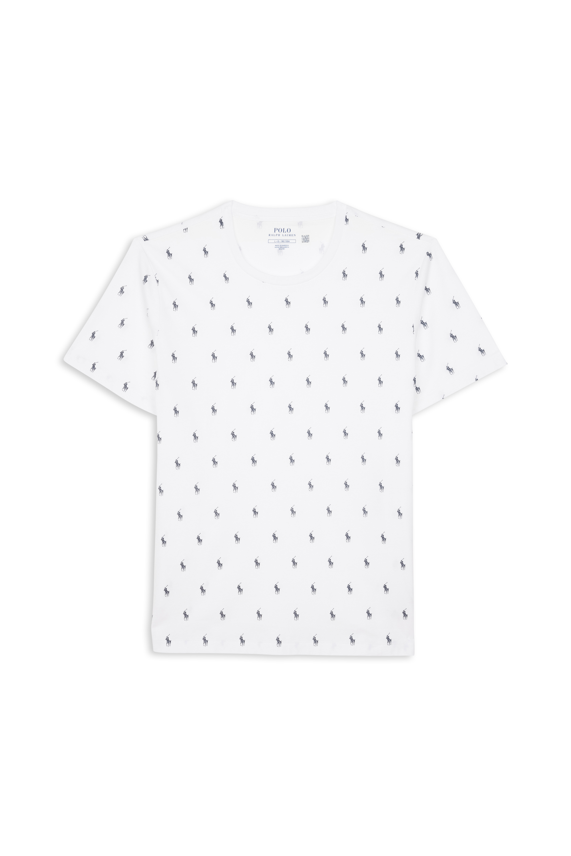 POLO RALPH LAUREN T-shirt Allover Pony Cotton Jersey Sleep Shirt Blanc