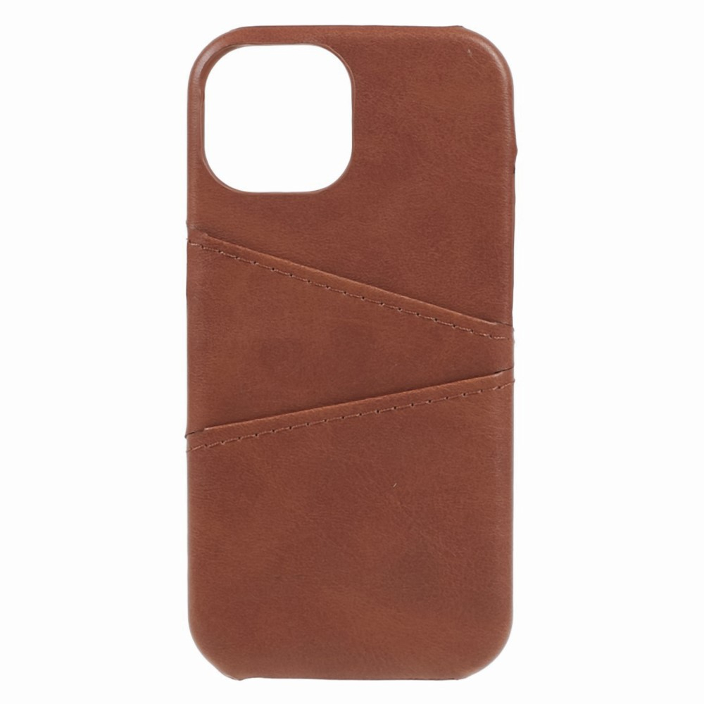 iPhone 15 Leder Hülle Snap Case   Kartenfach - Braun