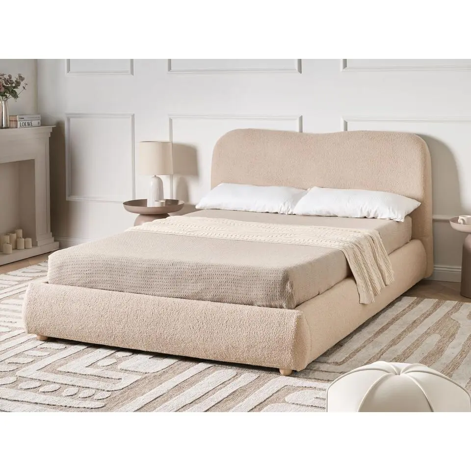 BLAGNAC - Tweepersoonsbed - Beige - 140 x 200 cm - Bouclé
