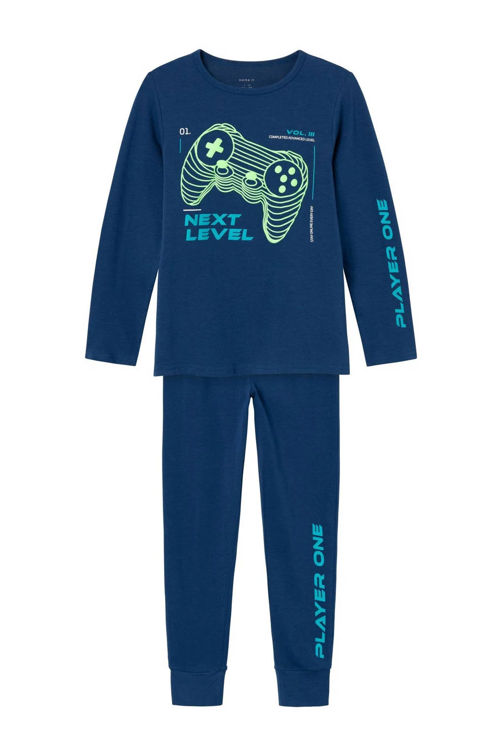 NAME IT pyjama NKMNIGHTSET GAMING donkerblauw