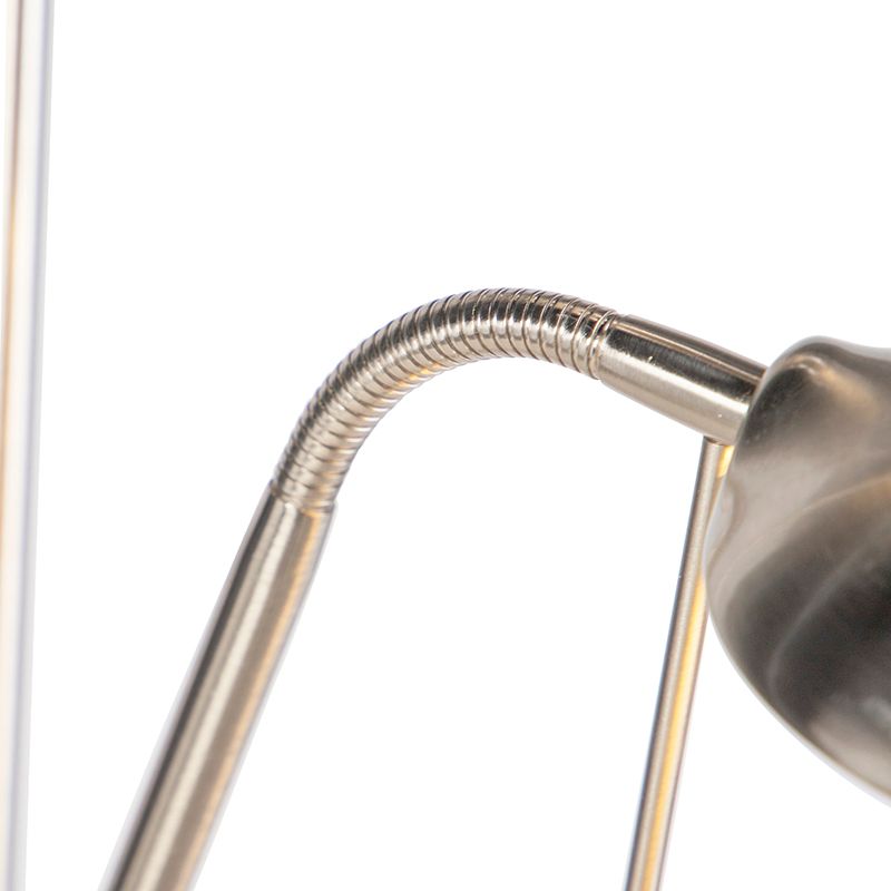 Vloerlamp staal met leeslamp incl. LED en dimmer - Diva 2