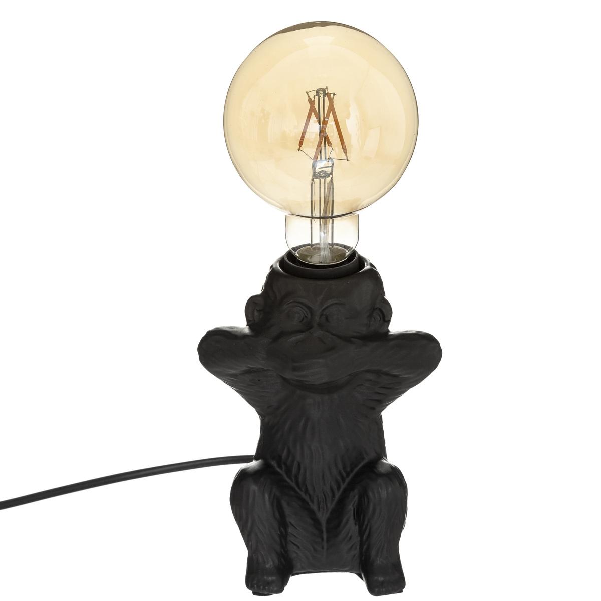 LAMPE SOCLE CERAMIQUE SINGEASS NOIR H.17CM
