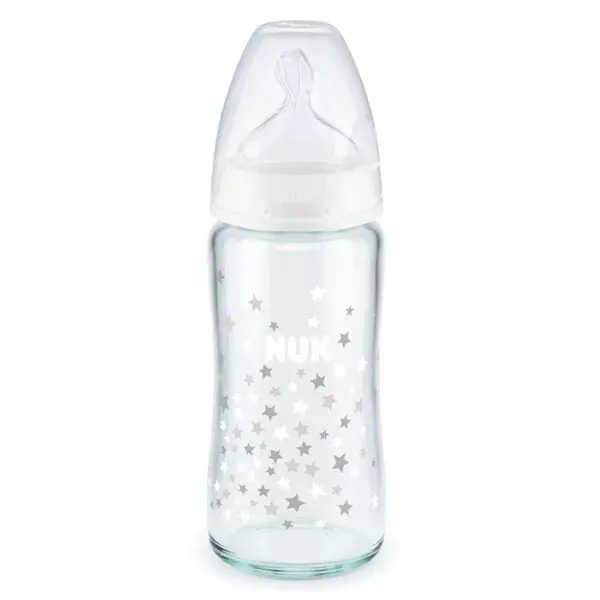Mamadeira de vidro Nuk First Choice+ com controle de temperatura +0m Star 240ml