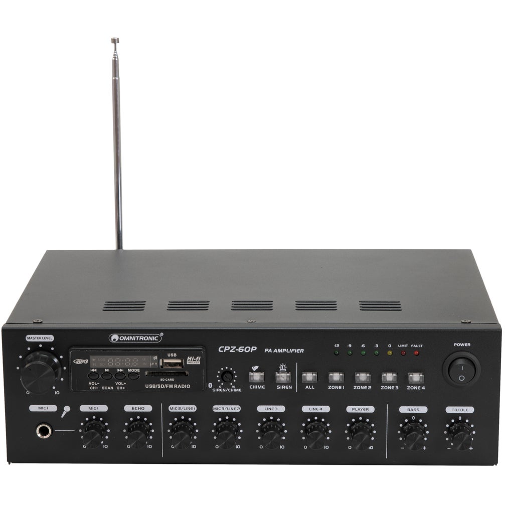 Omnitronic CPZ-60P 70/100 volt PA mixing amplifier - 60 Watt
