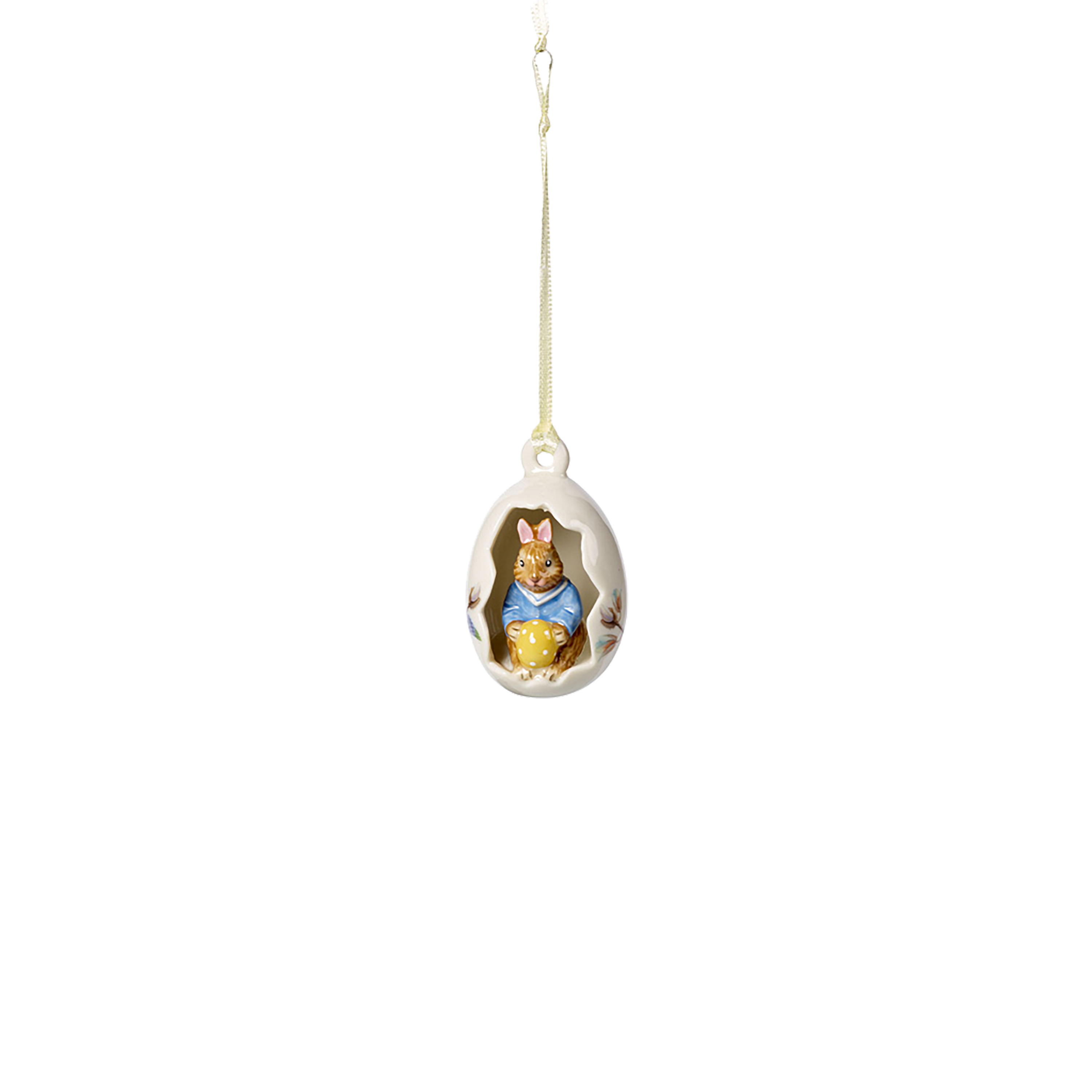 Bunny Tales Easter ornaments Yellow, 1.8'' x 2.8'', porcelain