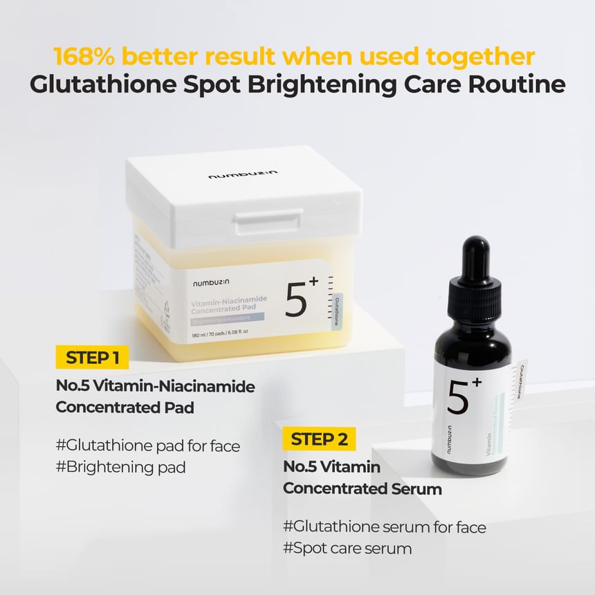 numbuzin - Nr. 5+ Glutathion Vitamine-Niacinamide Geconcentreerde Pad