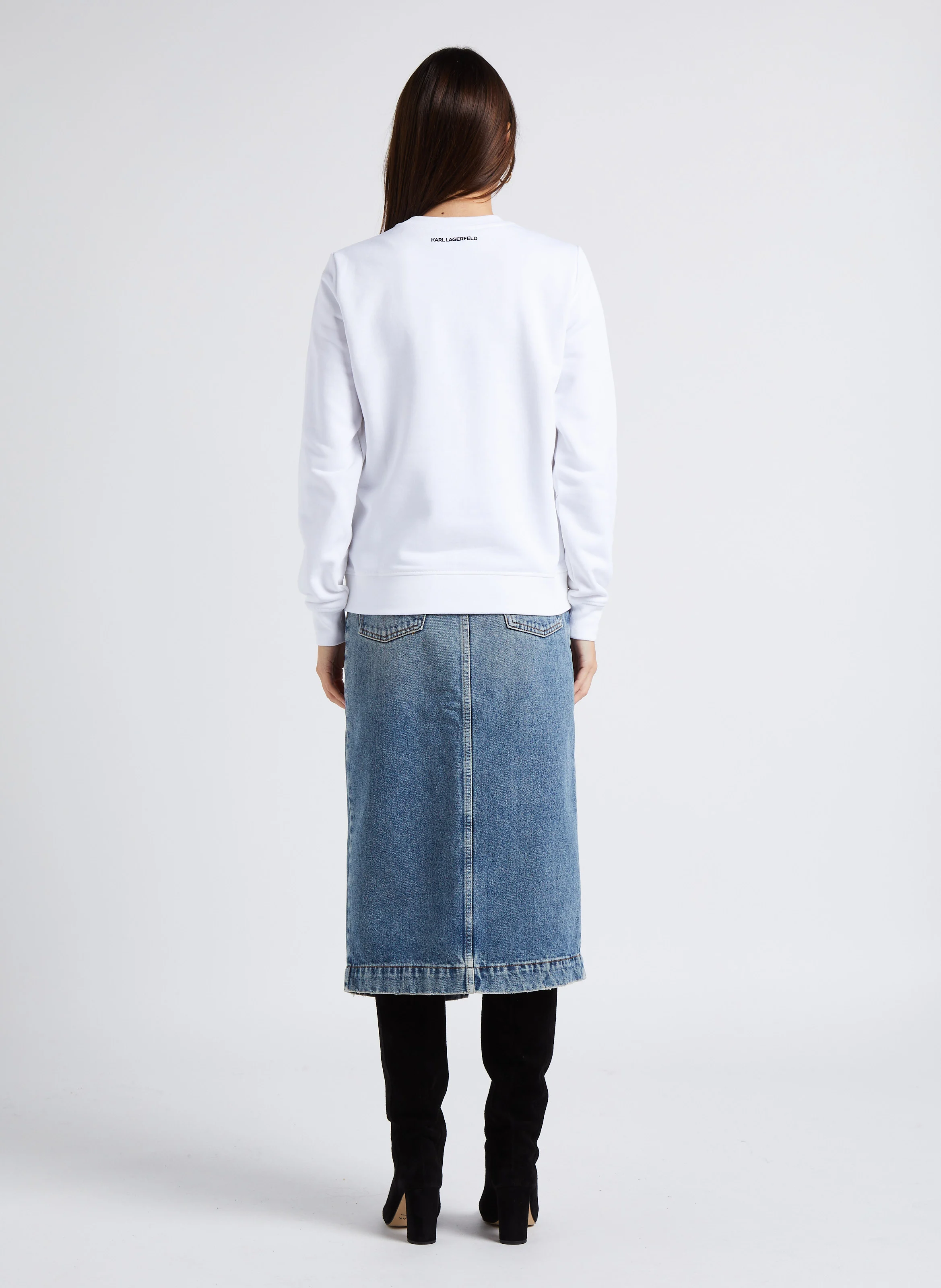 LETALA - Jupe midi en jean en coton | Bleu
