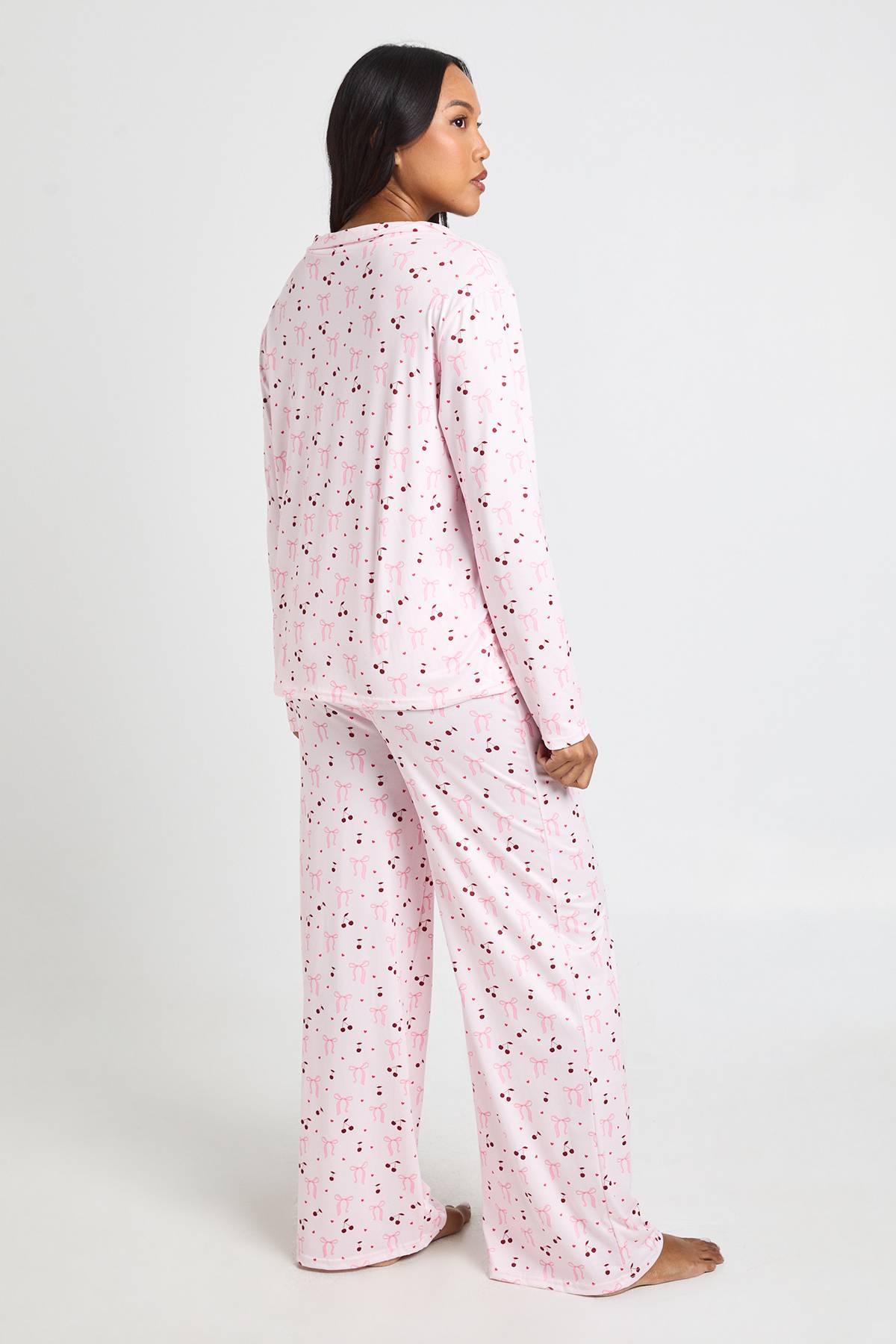boohoo Ensemble De Pyjama De Maternité À Manches Longues Avec Imprimé Nœuds Et Cœurs - Haut Chemise Et Pantalon