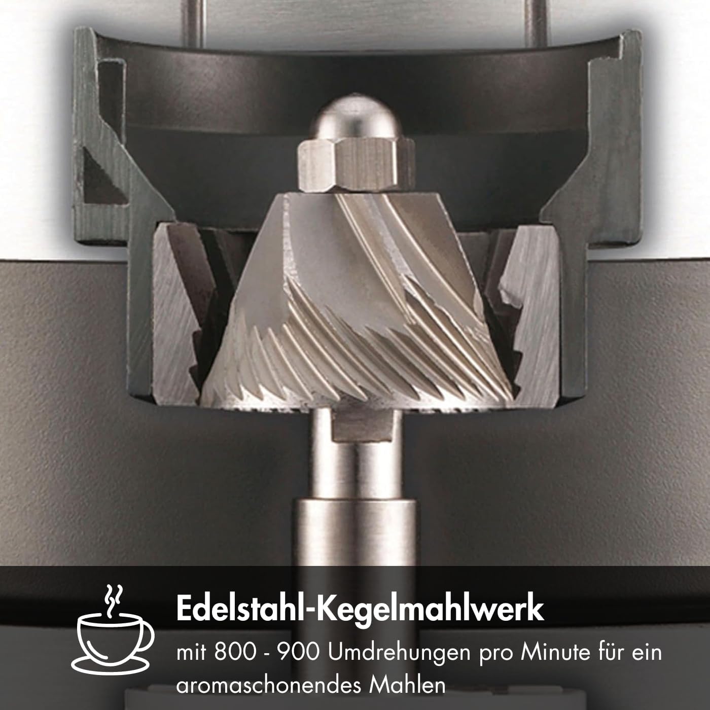 GRAEF CM800 - Elektrische Kaffeemühle, Aluminiumgehäuse, Bohnenbehälter 350 g, Edelstahl-Kegelmahlwerk, 40 Mahlgrade, Kaffeemühle Siebträger, Antistatik-Einsatz, Aluminium-Schaufelrad, 128 W, Silber