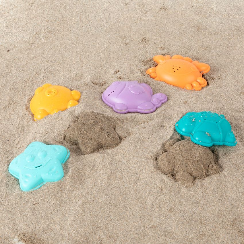 Jouet de bain 5 moules animaux et filet - Ecru