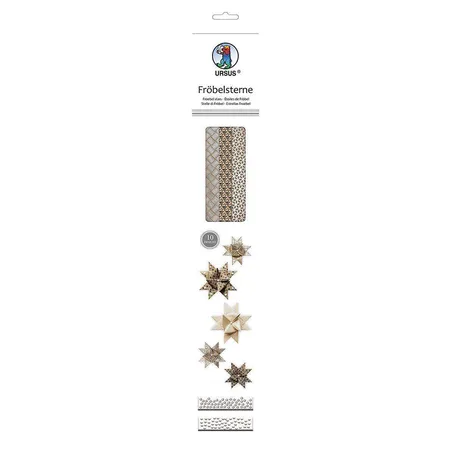 URSUS Fröbelsterne Kraftpapier silber/weiß/schwarz