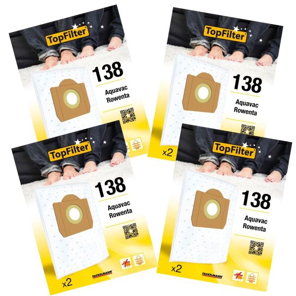 Lot de 4 packs de 2 sacs aspirateur 64138 pour Rowenta industriel Prem