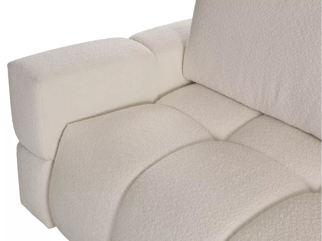 Canapé d'angle réversible convertible en tissu bouclette beige ISSORO II