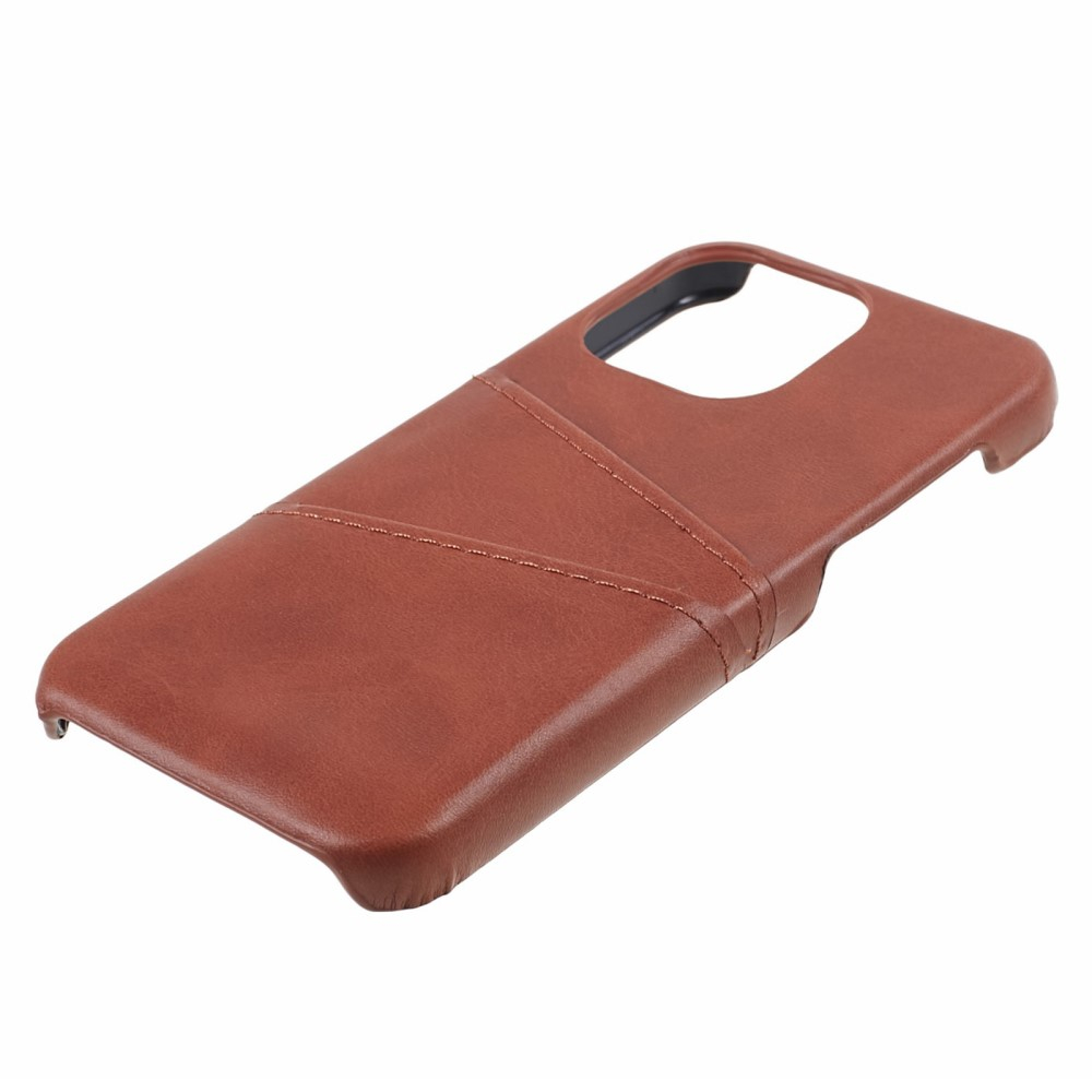 iPhone 15 Pro Leder Hülle Snap Case   Kartenfach - Braun