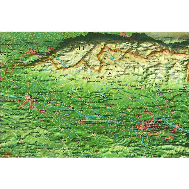 3D MAP - RELIEF AUDE 61X41