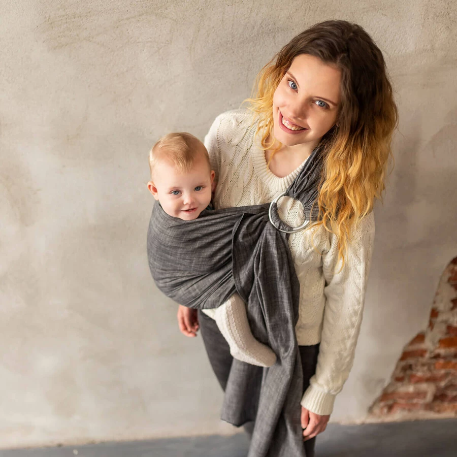 Hoppediz Babytragetuch Ring-Sling Popeline Denim schwarz