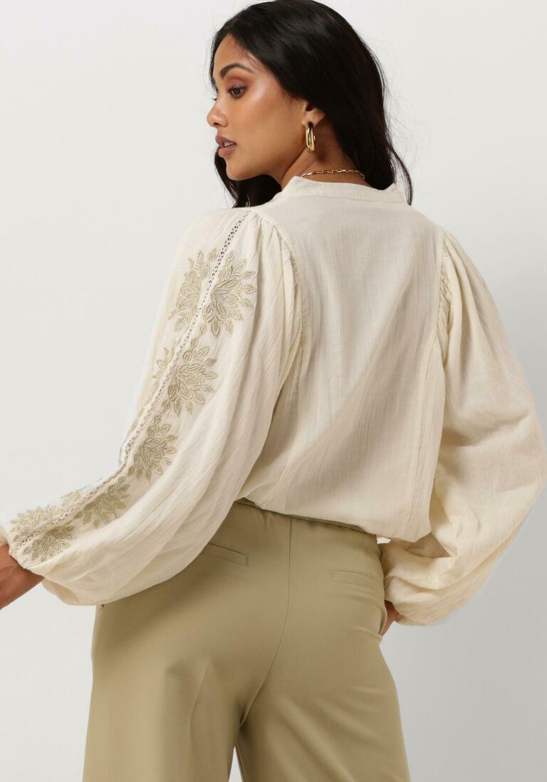 SUMMUM gebroken wit summum blouse top gold lurex embroidery