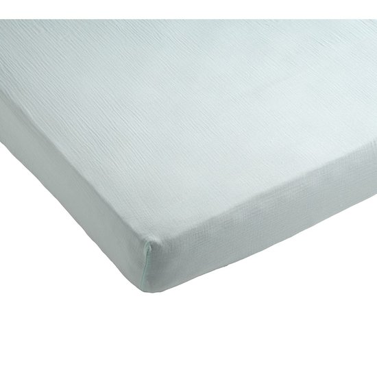 2 draps housses rectangulaires pour berceau   Aqua        50 x 90 cm   de               Sauthon Original