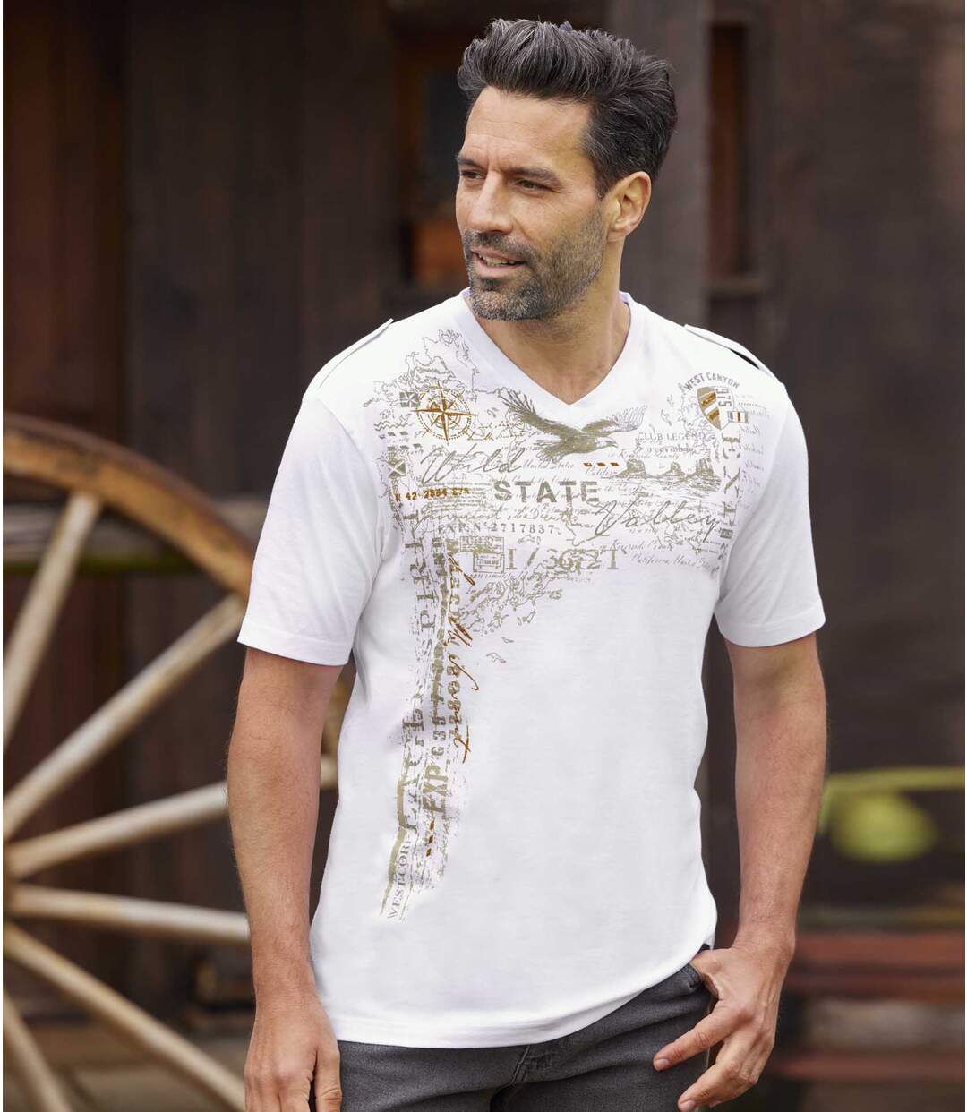 Lot de 2 Tee-Shirts Col V et Epaulettes