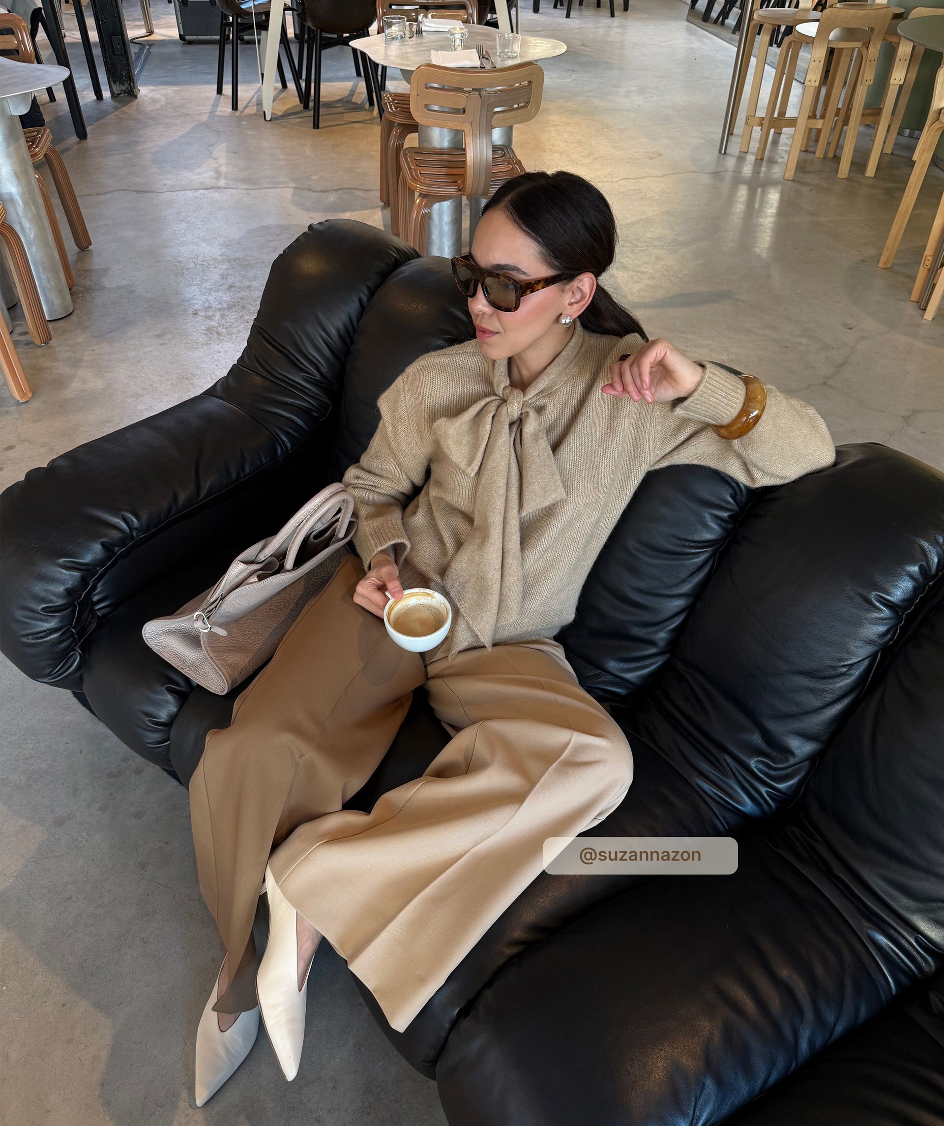 JV-PEMMA regular fit trui met merinowol - light brown melange