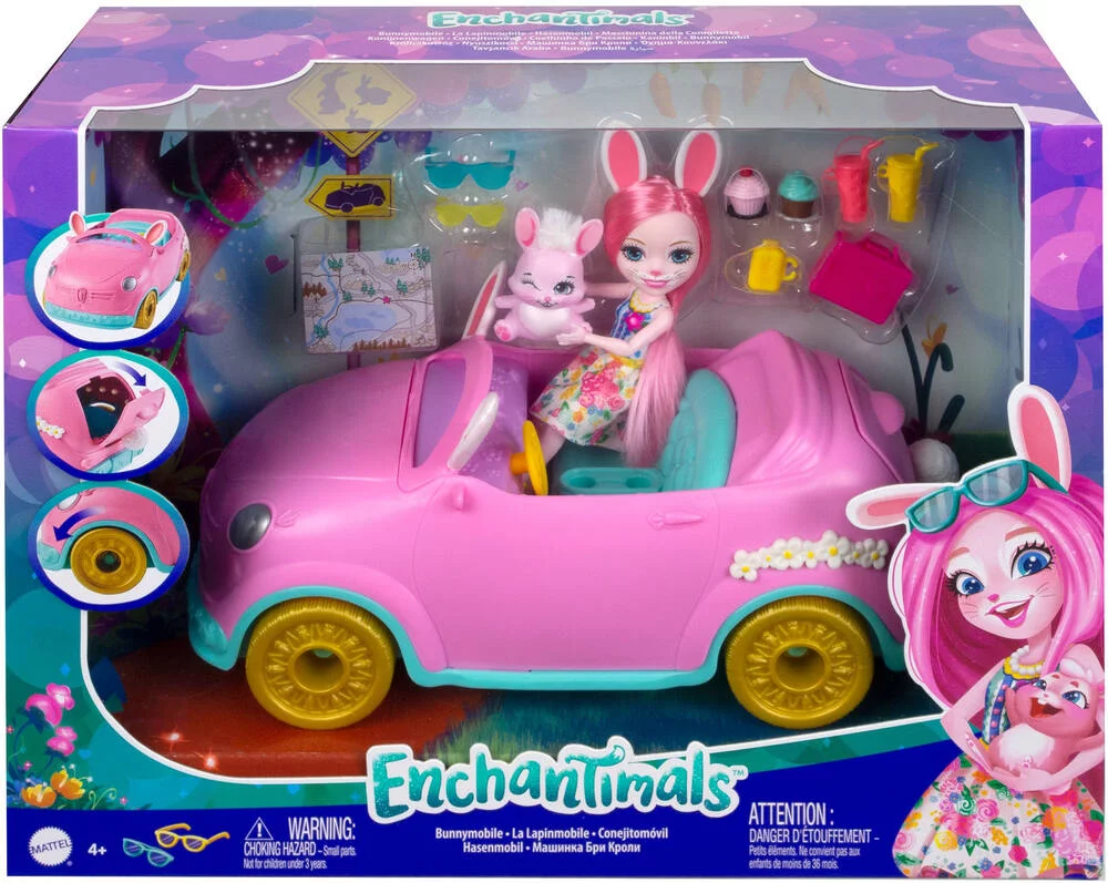 ENCHANTIMALS MINI POUPEE-  VOITURE LAPIN MOBILE