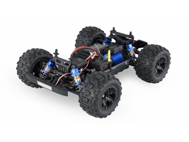 Amewi Monster Truck Hyper GO Brushed 4WD GPS, Blau 1:16, RT Off-Road RC Modellauto mit Allradantrieb und 40 km/h Höchstgeschwindigkeit