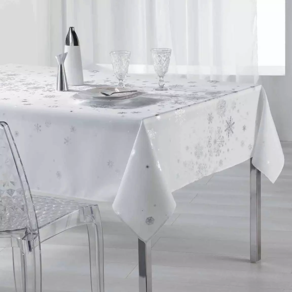 Nappe de Noël rectangulaire (150 x 300 cm) Constellation Blanc
