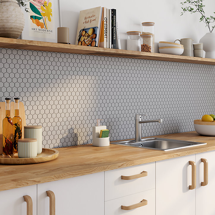 Mosaïque gris clair 30x30cm Plain GoodHome