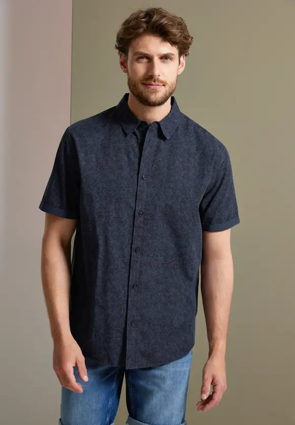 Kurzarmhemd mit Print - night blue