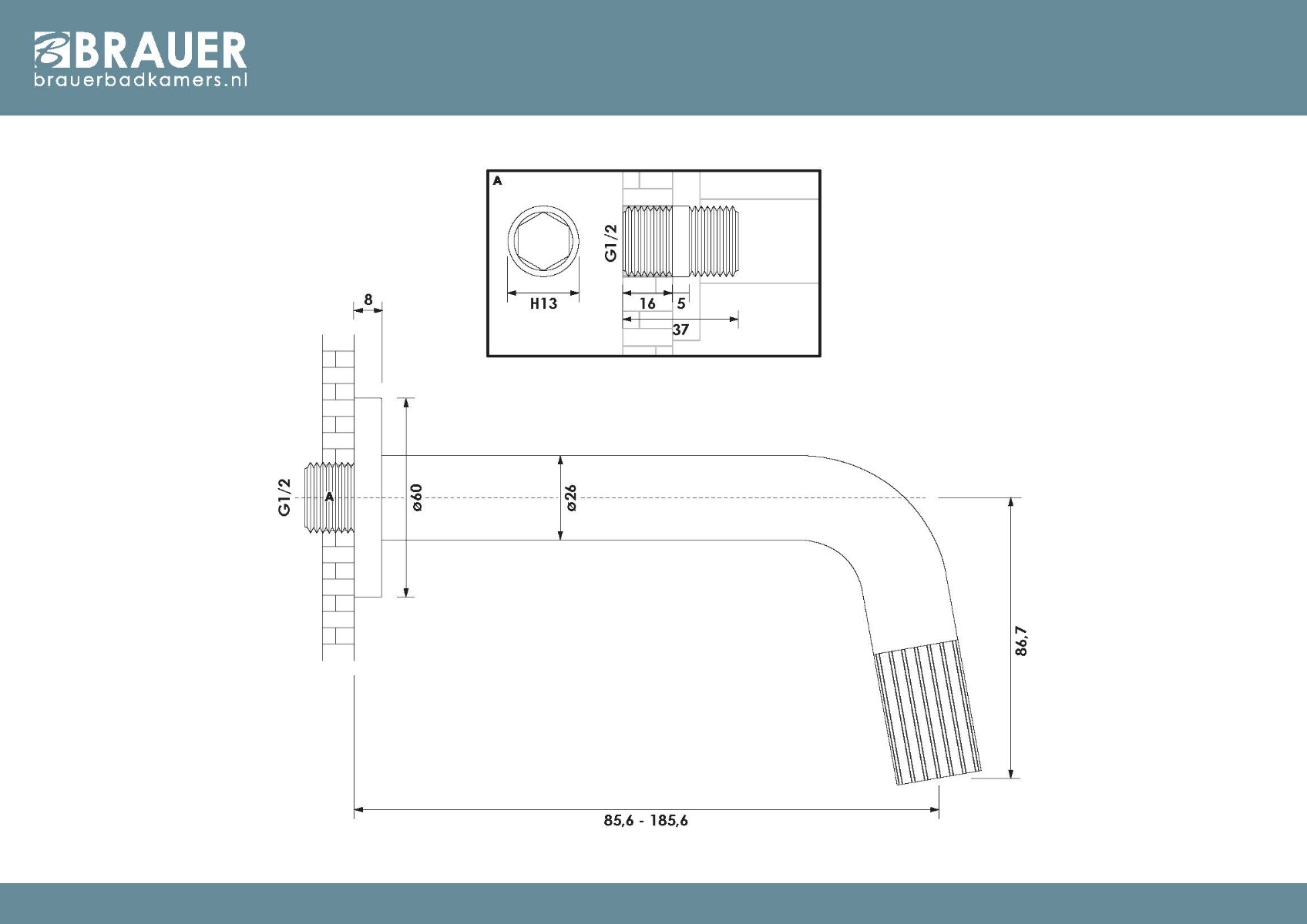 Brauer Stripe inbouw fonteinkraan chroom