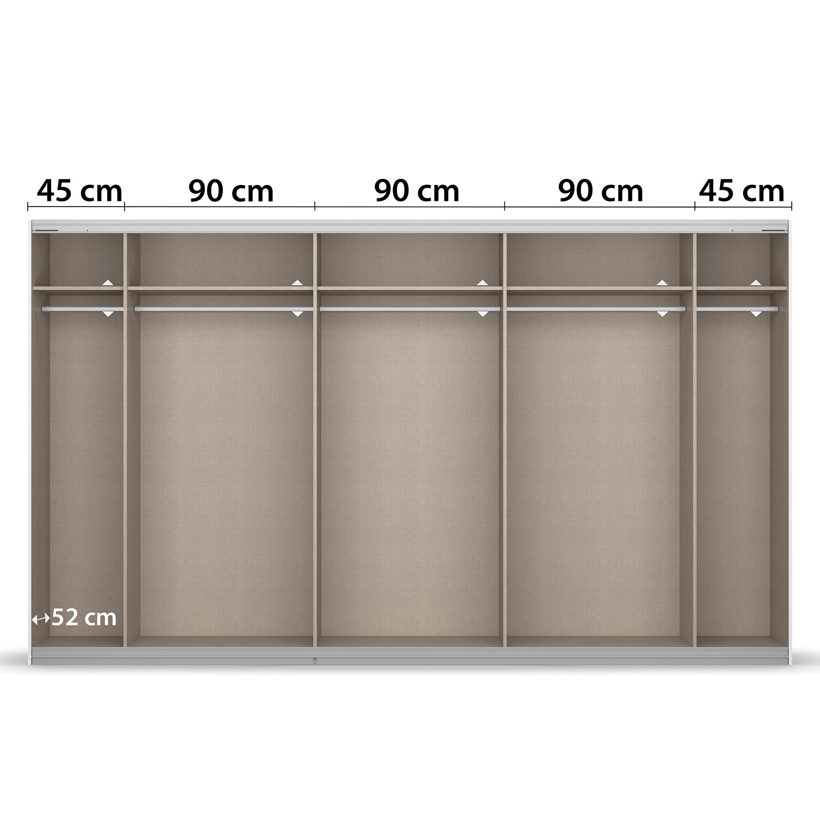 Schwebetürenschrank - alpinweiß - mit Spiegel - 360x210 cm
