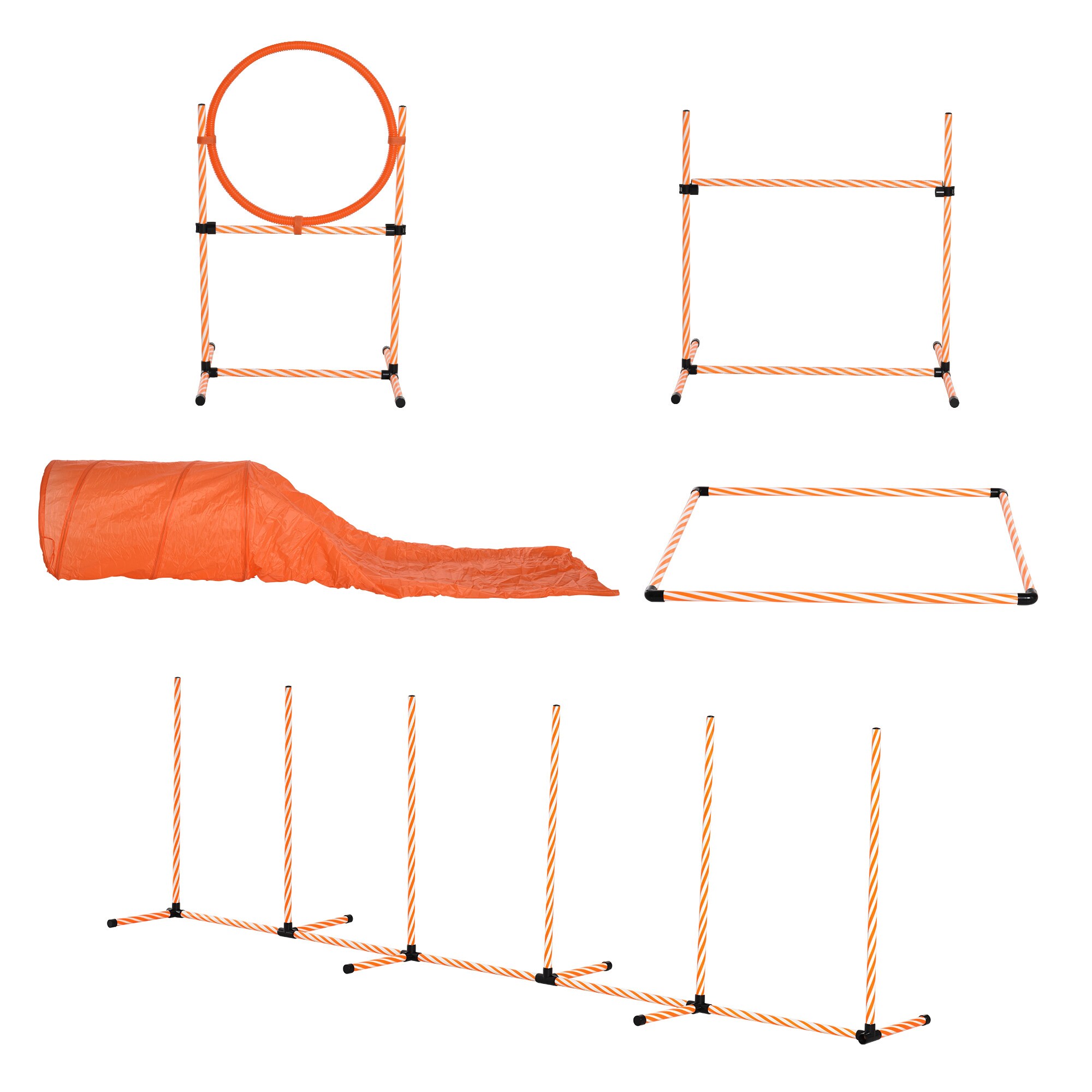 PawHut Hunde Agility Set 5-teilig orange, weiß 328 x 67 x 93 cm (LxBxH)