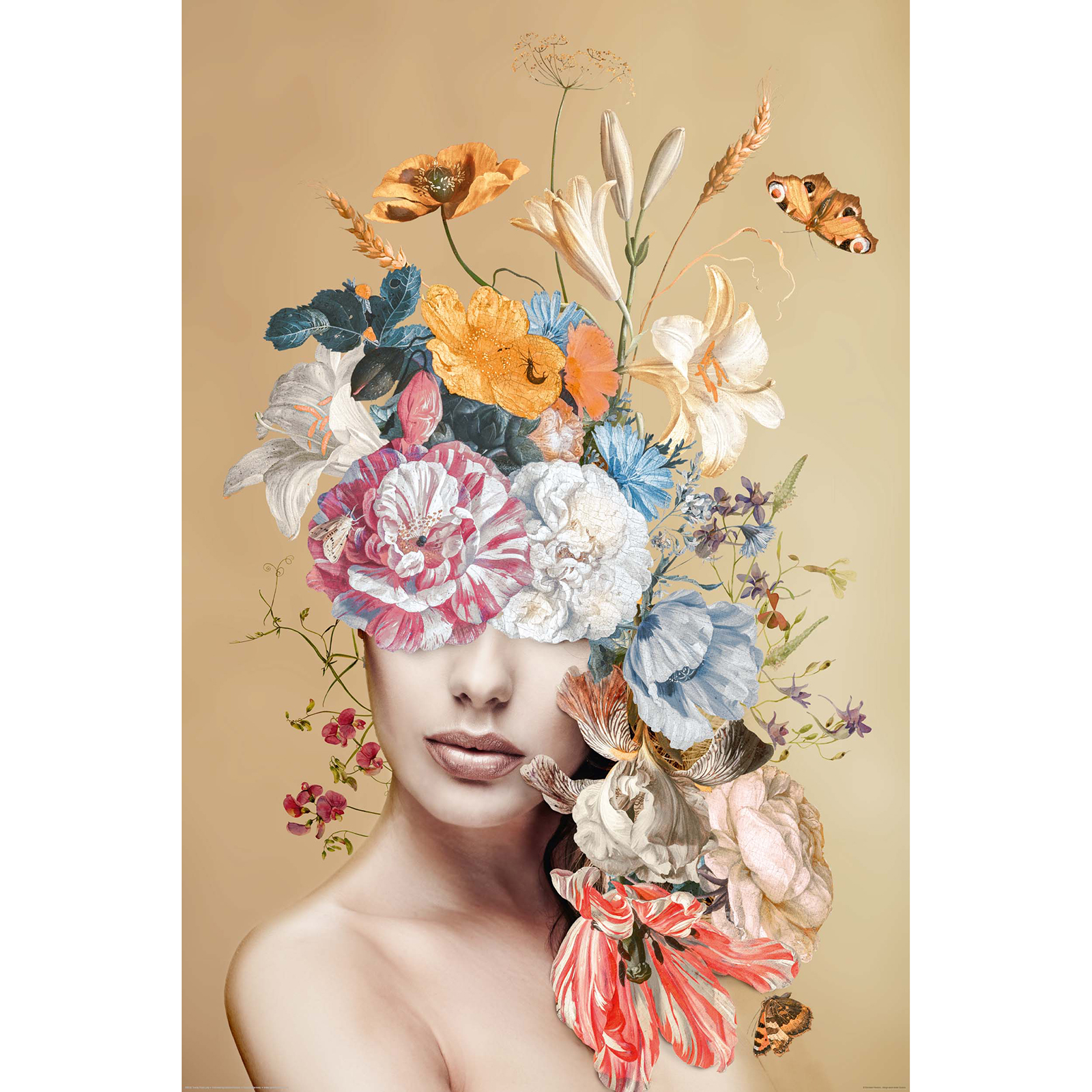 Deco Panel FRAU UND BLUMEN - 60x90 cm