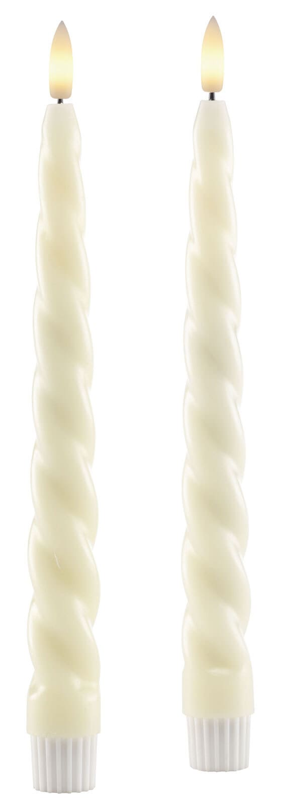 casaNOVA LED Kerze DRILL 2er Set je 24 cm creme