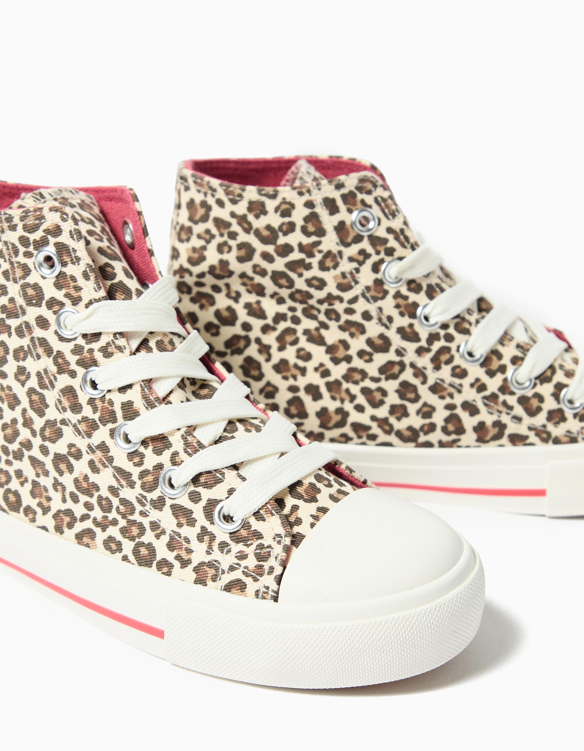 Sapatilhas em Tela High Top, Menina, Bege Claro