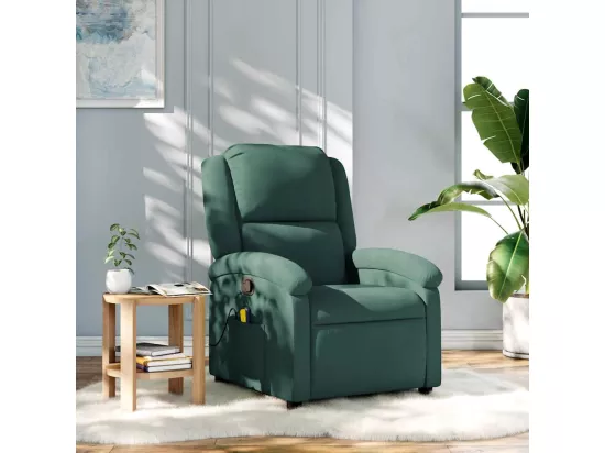 Fauteuil massant inclinable vert foncé velours