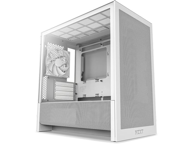 NZXT PC-Gehäuse H3 Flow Weiss Mid-Tower-Gehäuse mit hohem Airflow, minimalistischer Optik und robustem Stahlrahmen