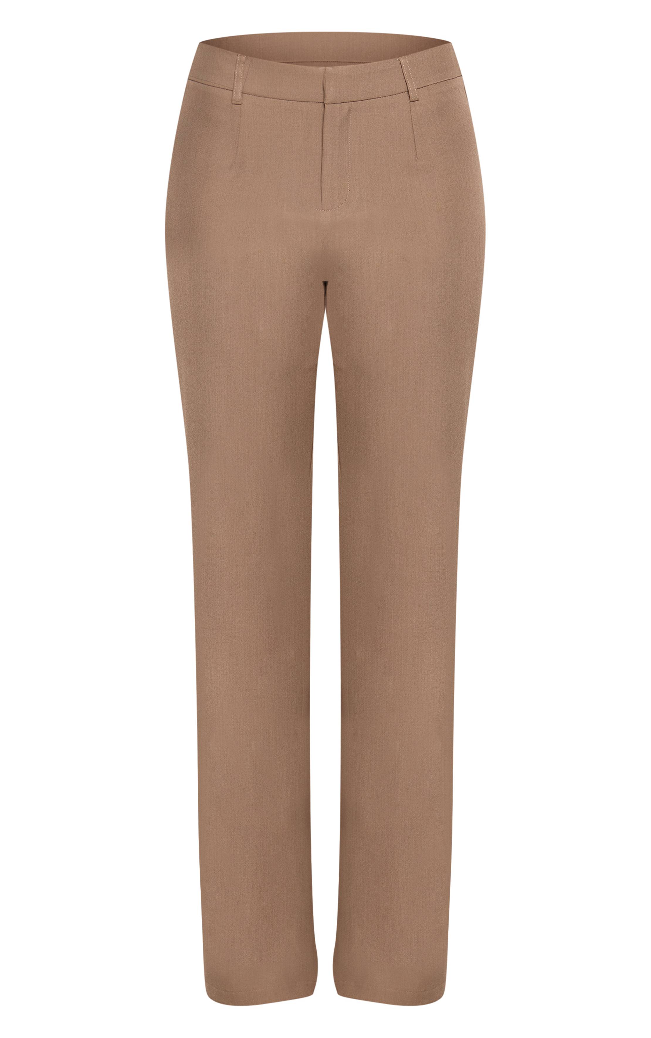 Taupe Pantalon Tailleur Large À Jambes Évasées Ensemble Coordonné