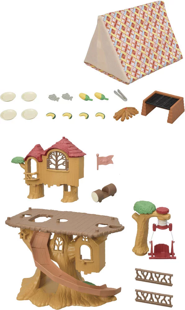 LA CABANE DANS LES ARBRES ET LE SET DE CAMPING -SYLVANIAN VACANCES
