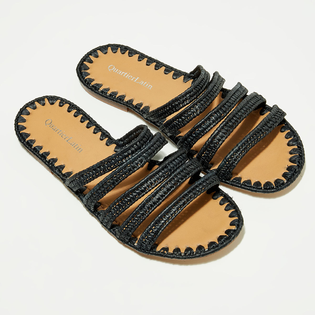 Quartier Latin Mules en Raphia noires