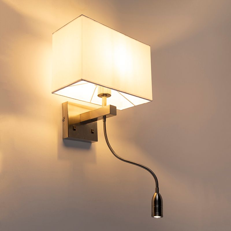 Smart Wandlamp staal met kap creme wit incl. Wifi P45 - Bergamo