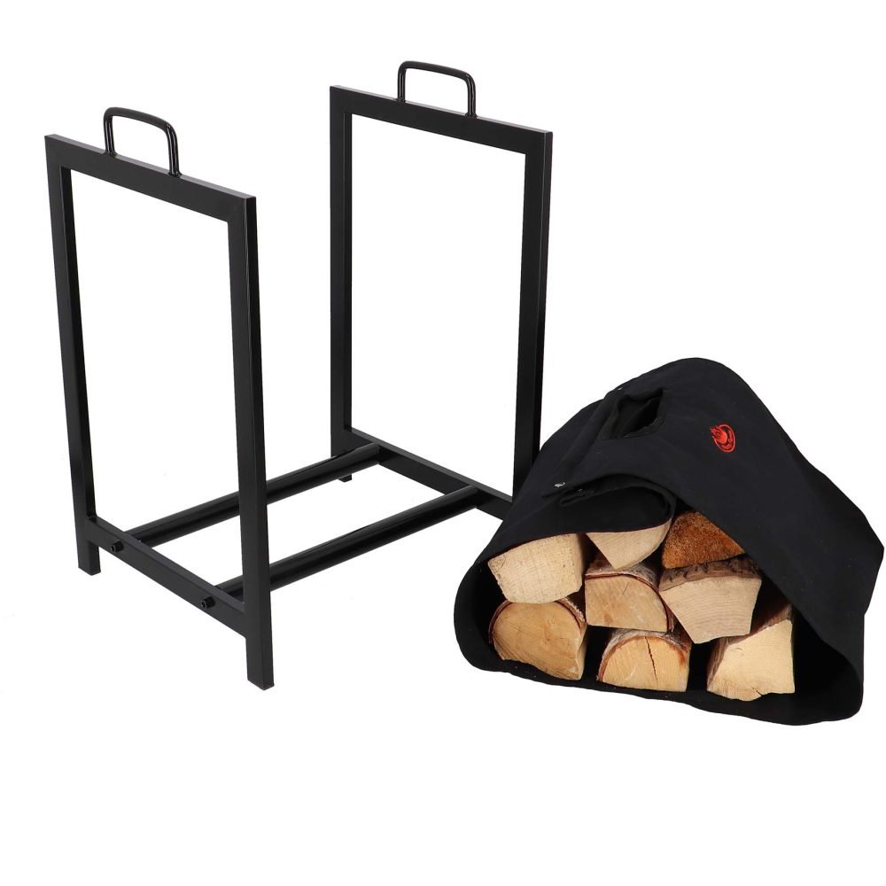Porte bûches en tissu avec support en métal