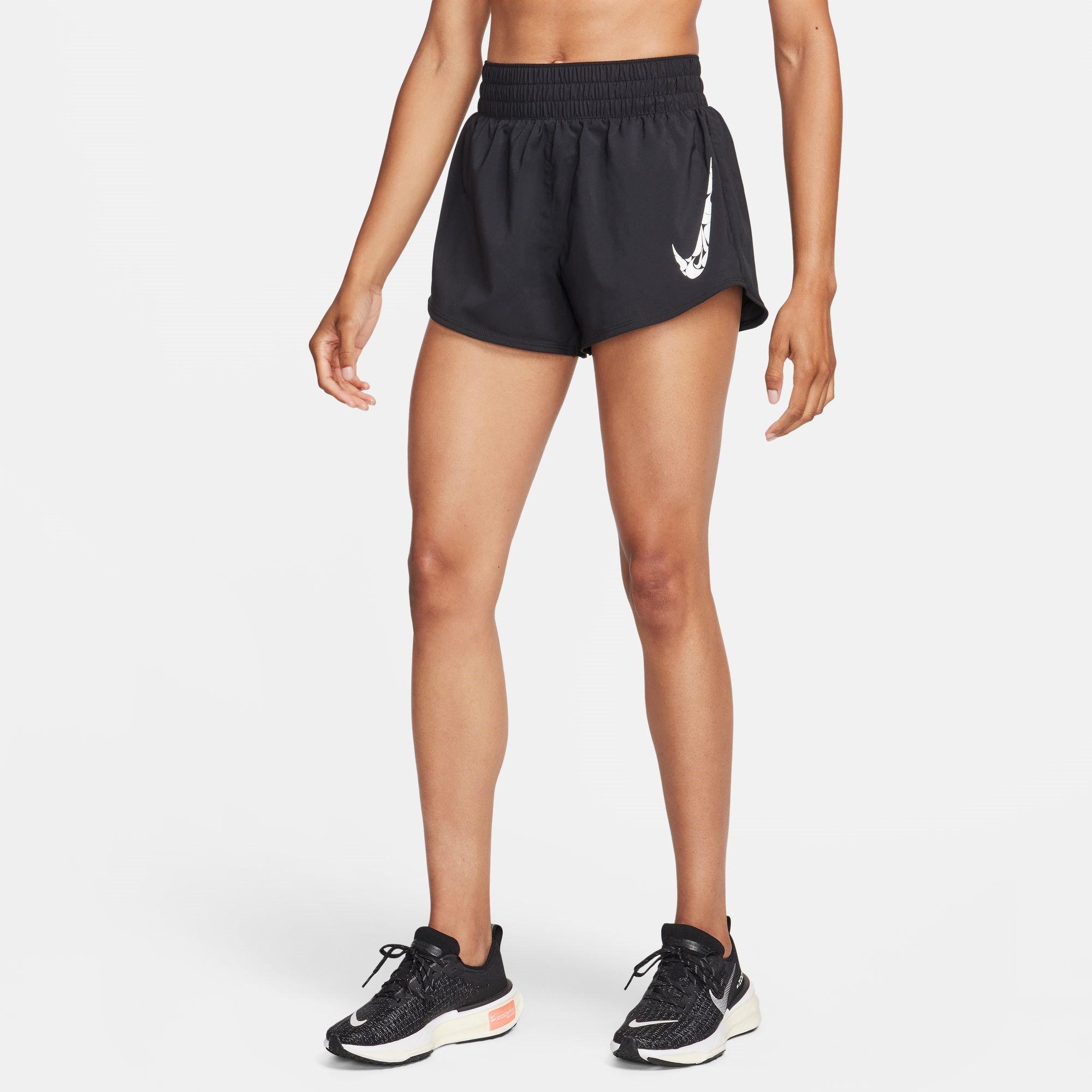 Nike One Swoosh Womens Dri FIT Running Mid Rise Brief Lined Shorts