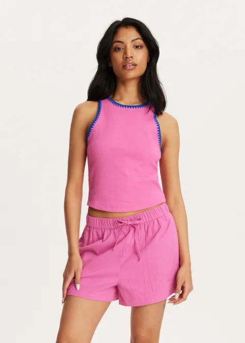 Singlet met borduursel roze (ROS)