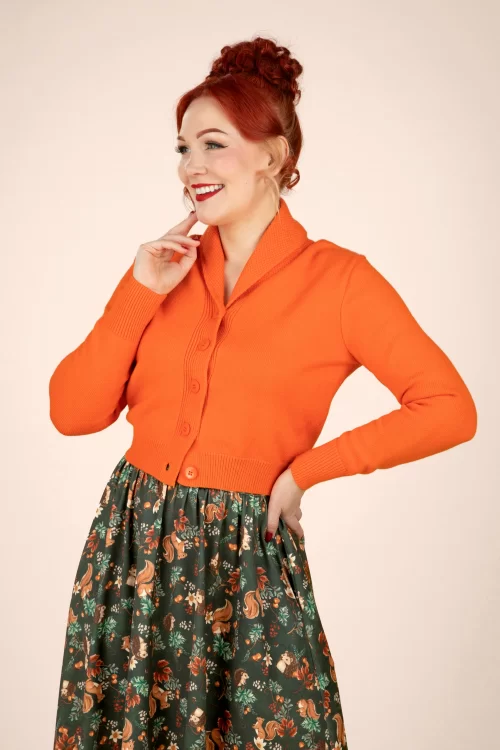 Banned Retro Violet cardigan in pompoen oranje