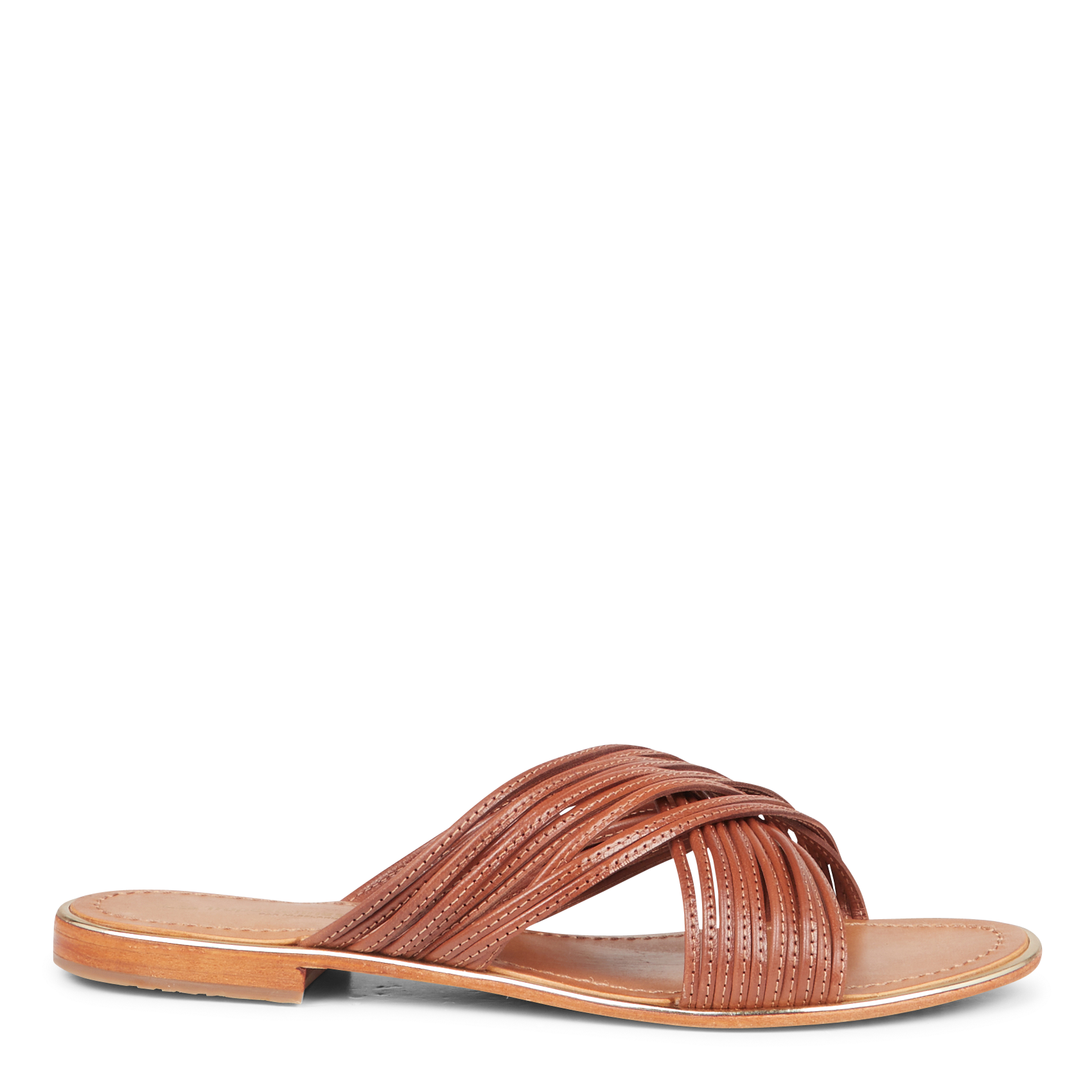 HALLOA - Mules plates en cuir| Marron