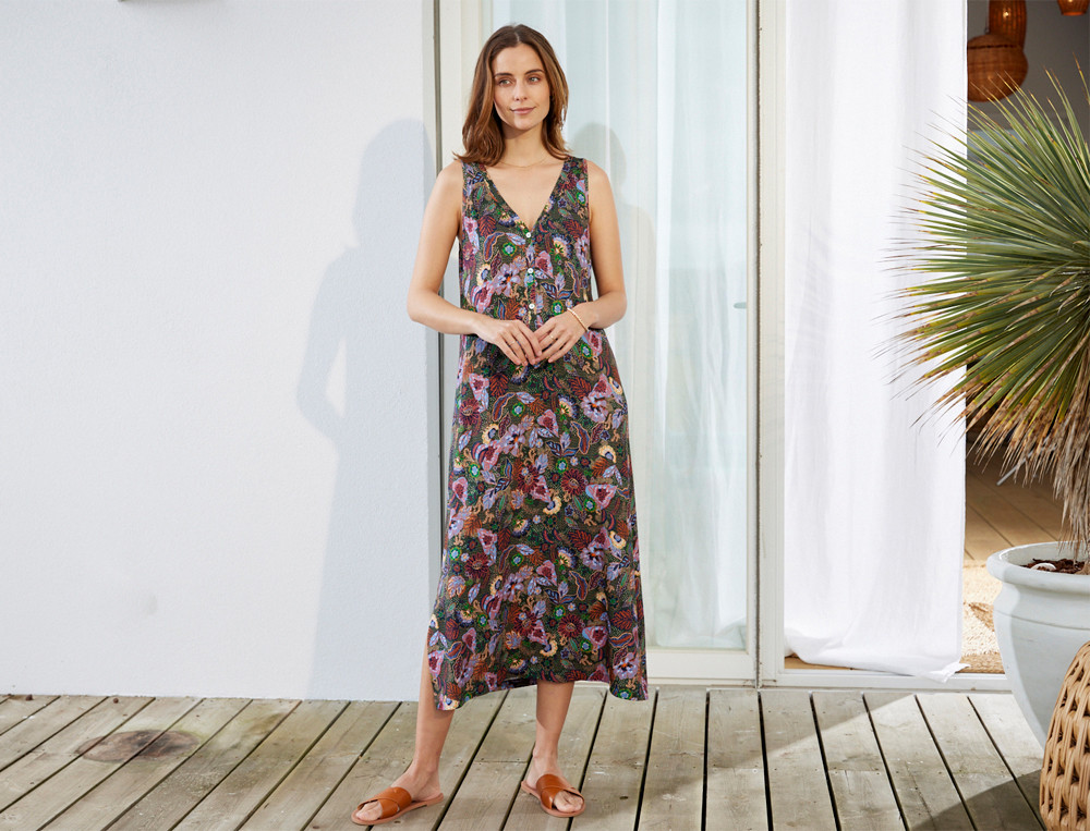 Robe longue imprimé foncé-Radieuse